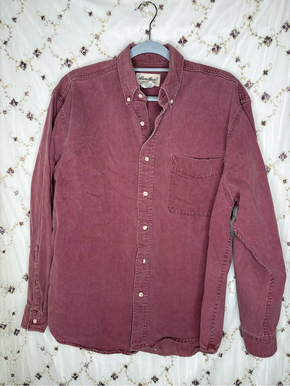 Eddie Bauer Men's Button-Down Shirt in Faded Burgundy